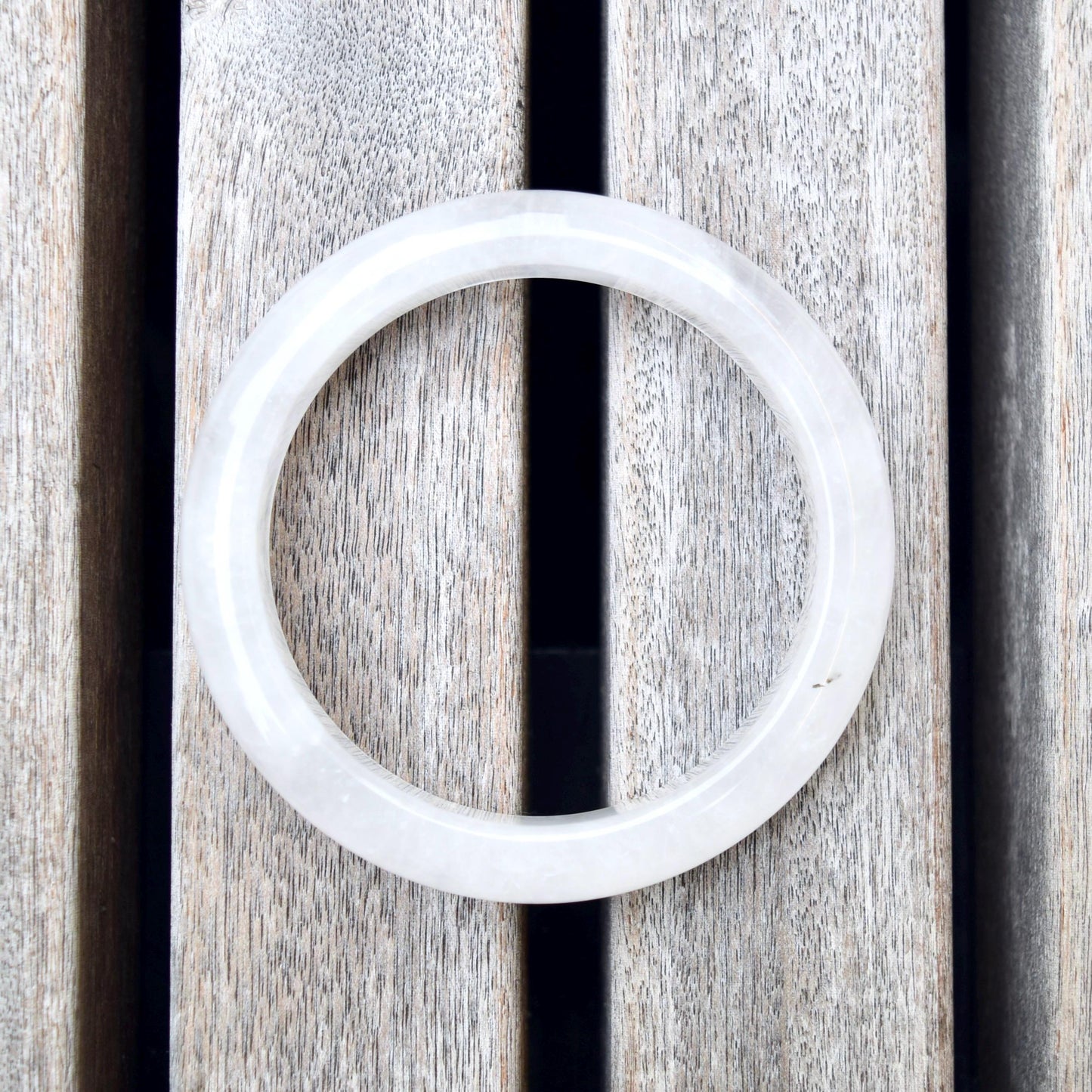 55.9 mm White Clear Quartz Bangle Bracelet - Natural Crystal Bracelet