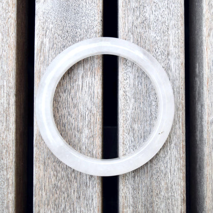 55.9 mm White Clear Quartz Bangle Bracelet - Natural Crystal Bracelet