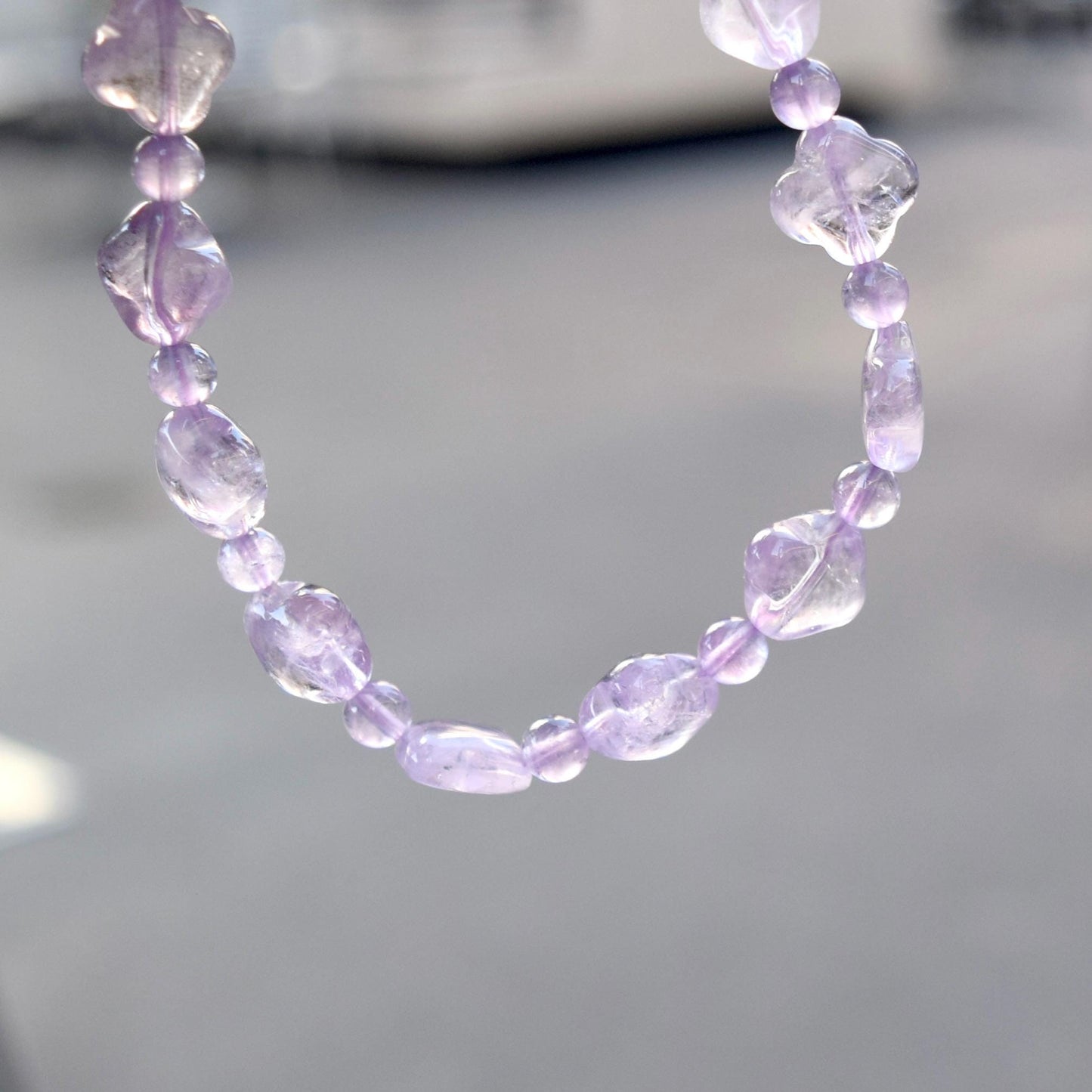 Lavender Amethyst Clover Beaded Bracelet