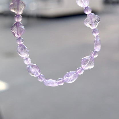 Lavender Amethyst Clover Beaded Bracelet