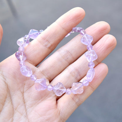 Lavender Amethyst Clover Beaded Bracelet