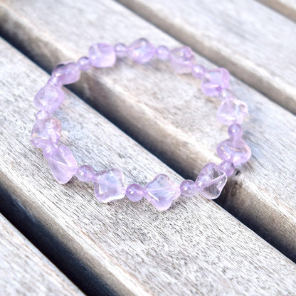 Lavender Amethyst Clover Beaded Bracelet
