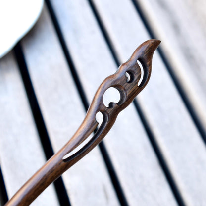 Cloud Carved Wood Hair Stick - Chinese Hairpin