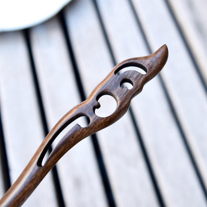 Cloud Carved Wood Hair Stick - Chinese Hairpin