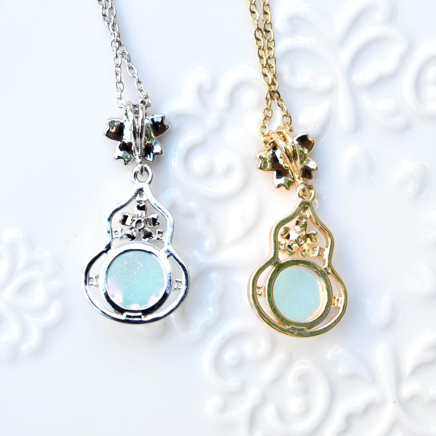 Sakura Gourd Charm Necklace - Pink Dripping Oil Stainless Steel