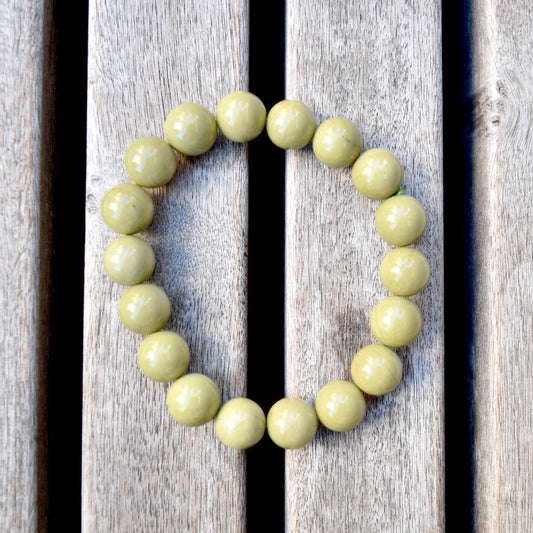10.9 mm Colorful Agate Beaded Bracelet - Matcha Green A26