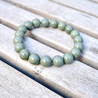 10.4 mm Green Beaded Bracelet - Natural Agate Bracelet