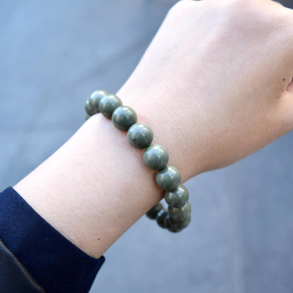 10.4 mm Green Beaded Bracelet - Natural Agate Bracelet