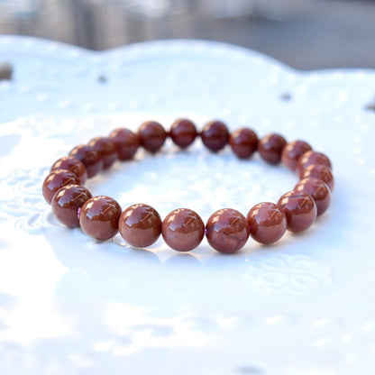 9.3 mm Agate Beaded Bracelet - Brown A30