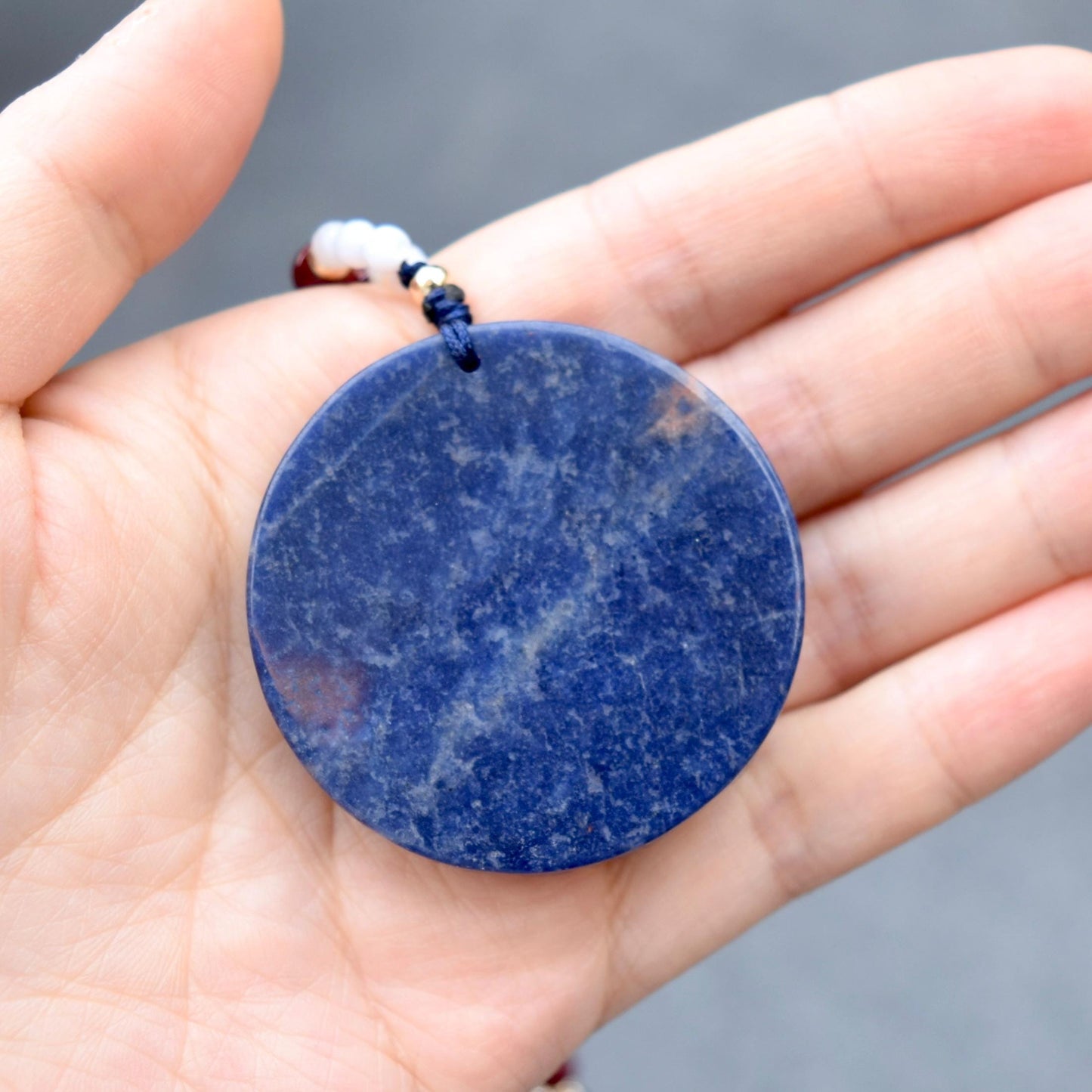 Blue Dragon Phoenix Necklace - Sodalite - Cinnabar Beaded Chain