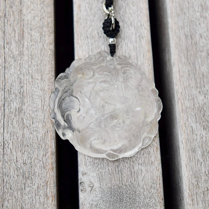 Clear Quartz Large Peony Pendant Necklace