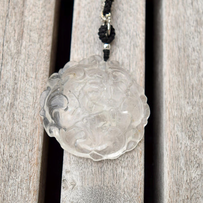 Clear Quartz Large Peony Pendant Necklace