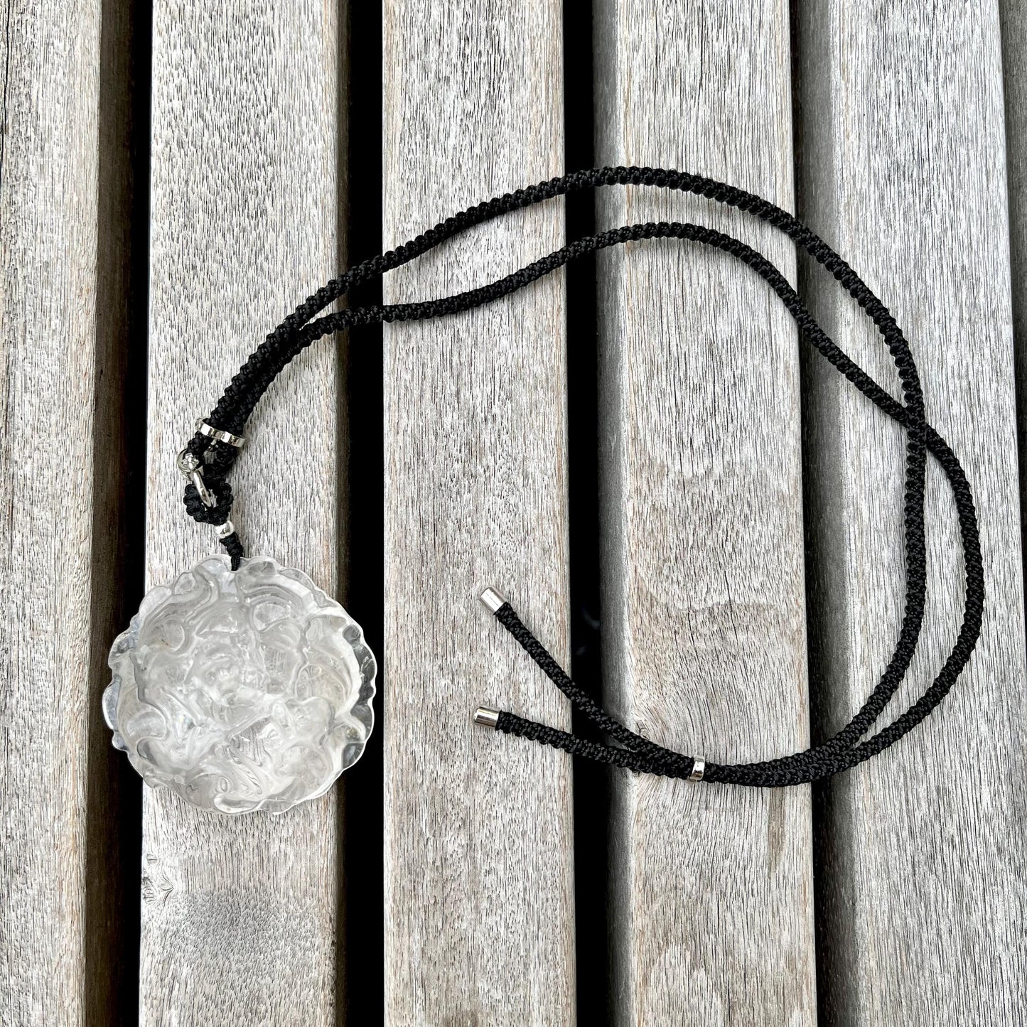 Clear Quartz Large Peony Pendant Necklace