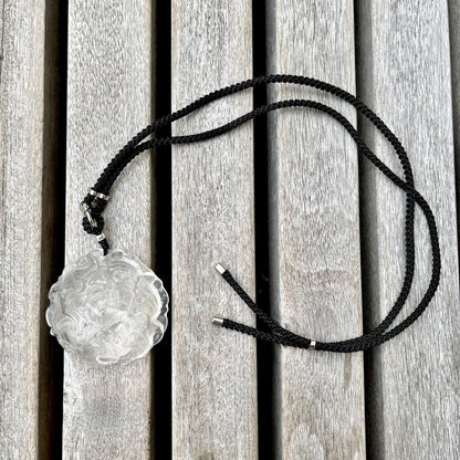 Clear Quartz Large Peony Pendant Necklace