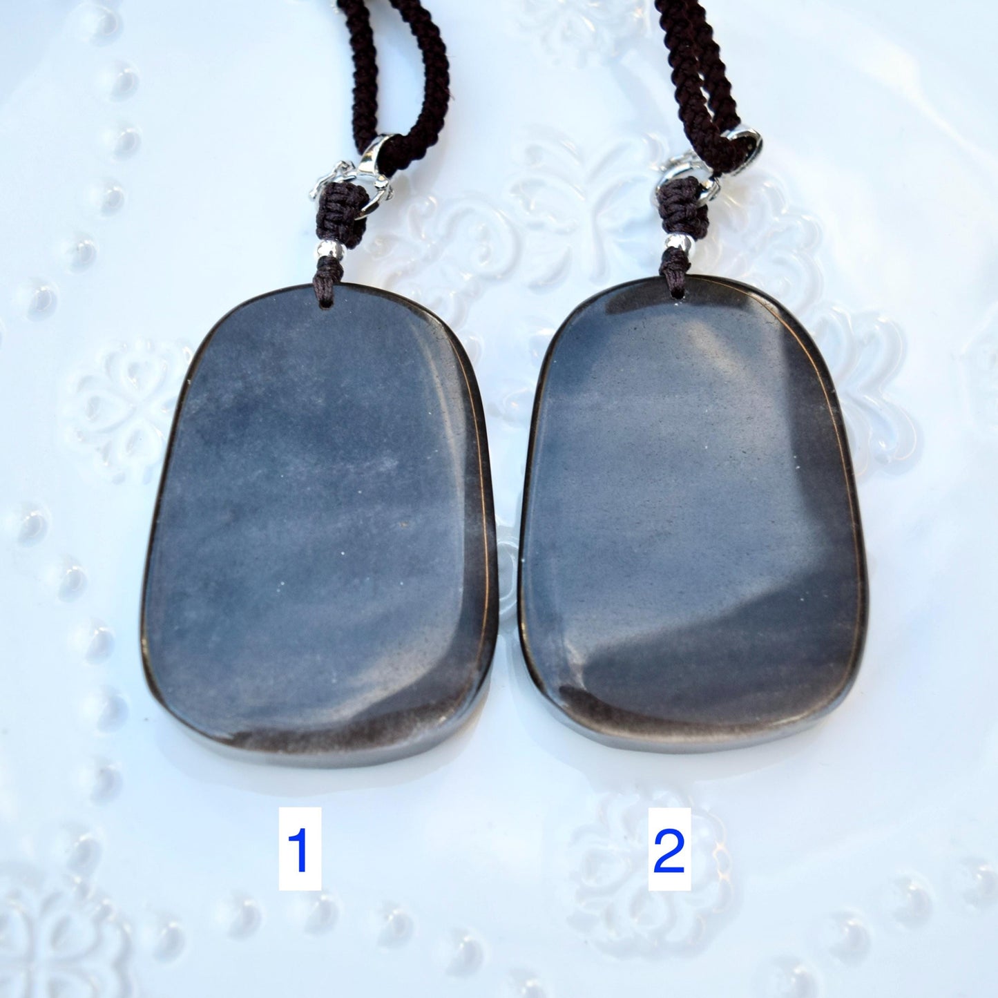 Silver Obsidian Dragon Pendant Necklace