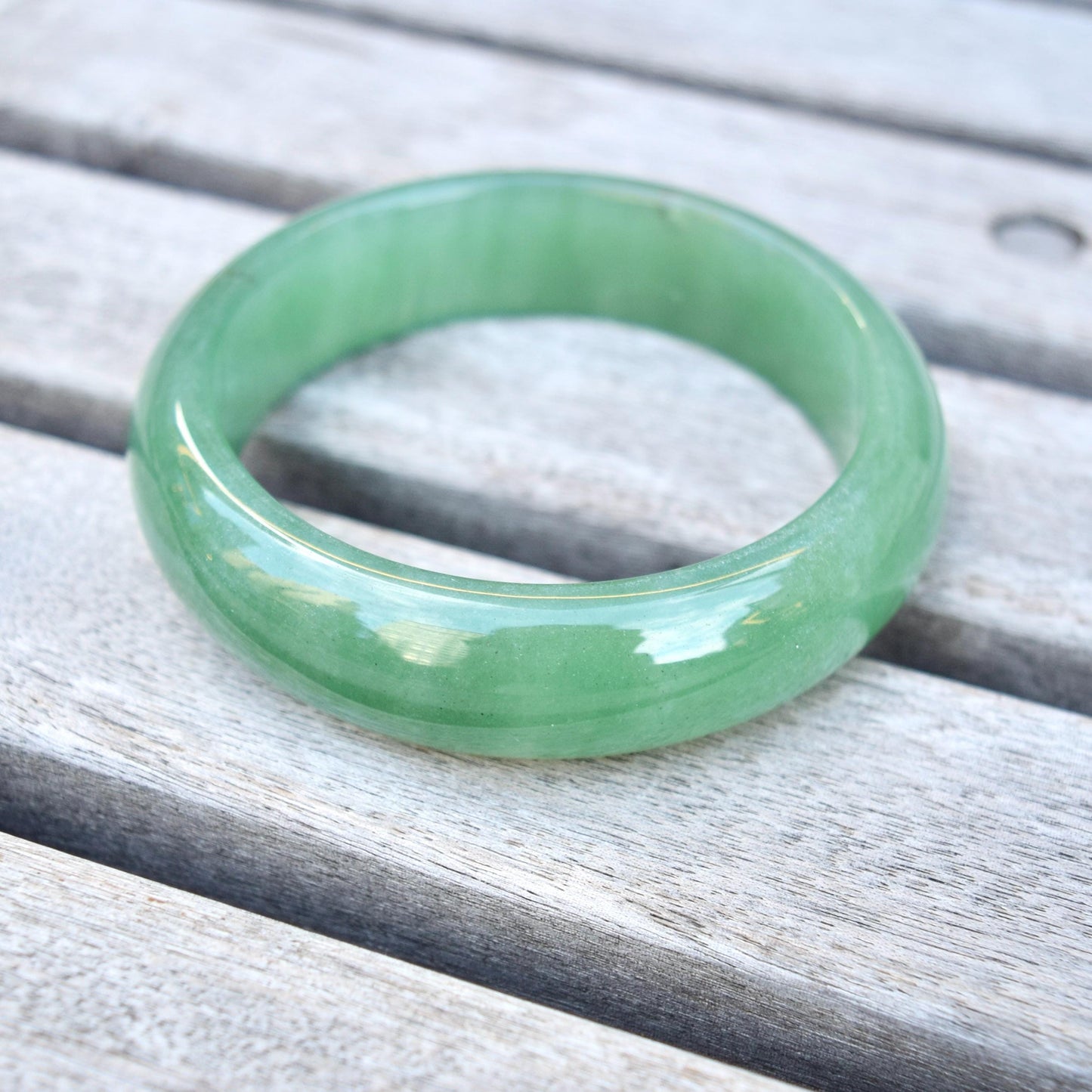 58.9 mm Green Aventurine Bangle - Quartz Jade Bangle Bracelet