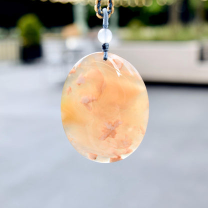 Sakura Agate TearDrop Oval Pendant Necklace