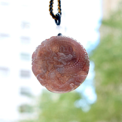 Purple Dragon Pendant Rope Necklace - Ocean Jasper