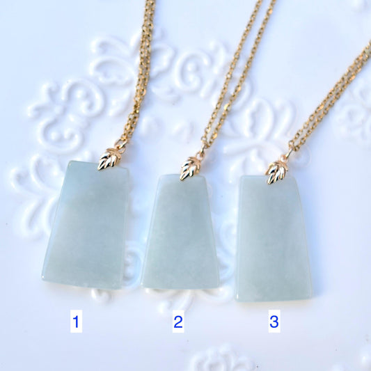 Jadeite Peace Rectangle Charm Necklace