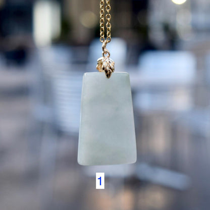 Jadeite Peace Rectangle Charm Necklace