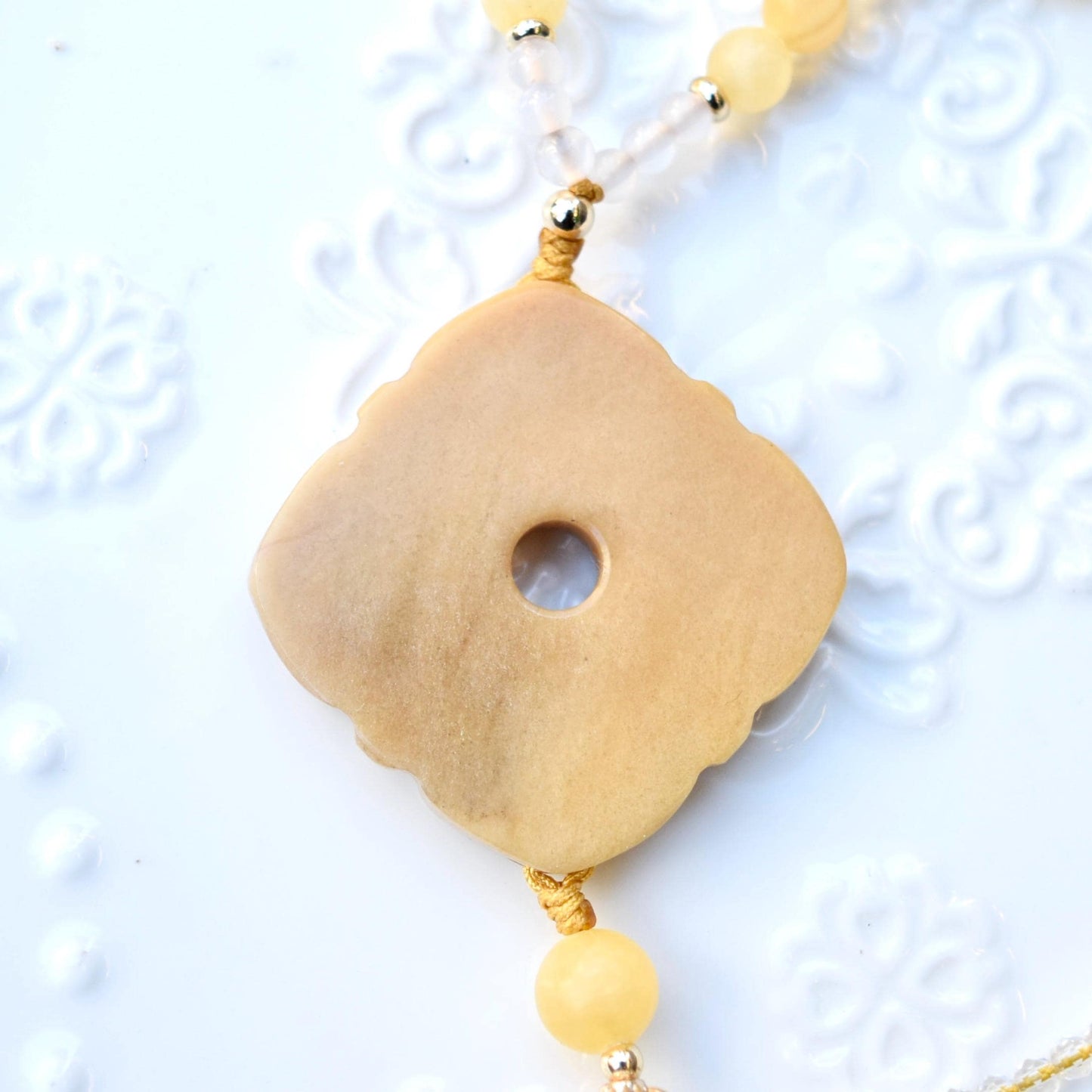 Yellow Ruyi Jade Pendant Necklace