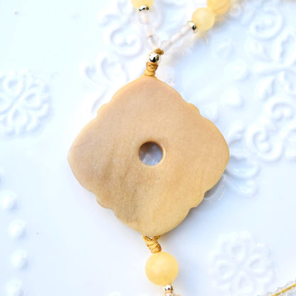 Yellow Ruyi Jade Pendant Necklace
