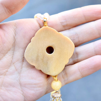 Yellow Ruyi Jade Pendant Necklace