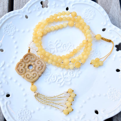 Yellow Ruyi Jade Pendant Necklace