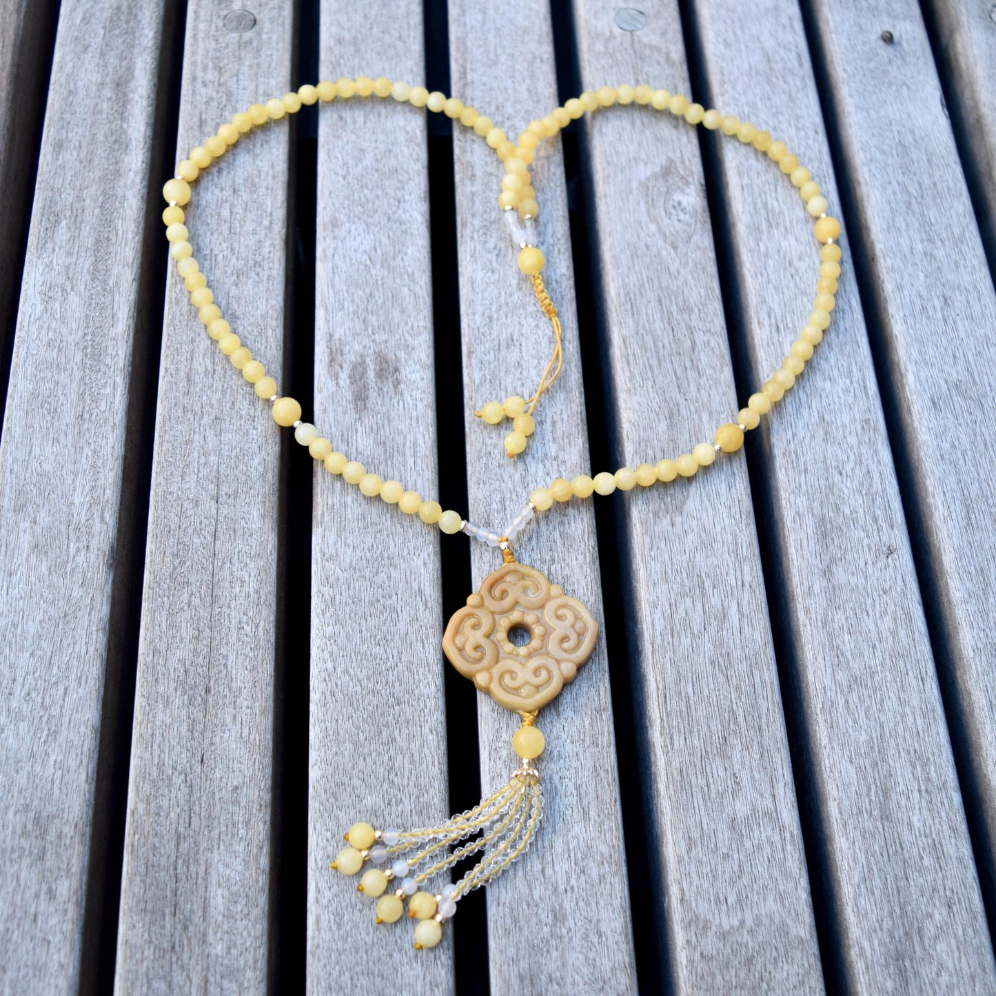 Yellow Ruyi Jade Pendant Necklace