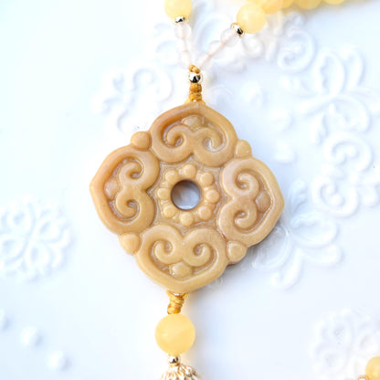 Yellow Ruyi Jade Pendant Necklace