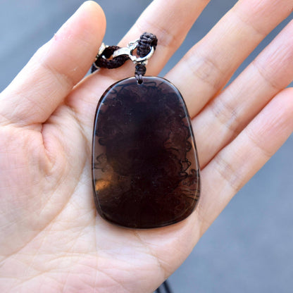 Icy Black Obsidian Dragon Pendant Necklace