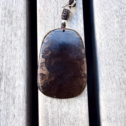 Icy Black Obsidian Dragon Pendant Necklace