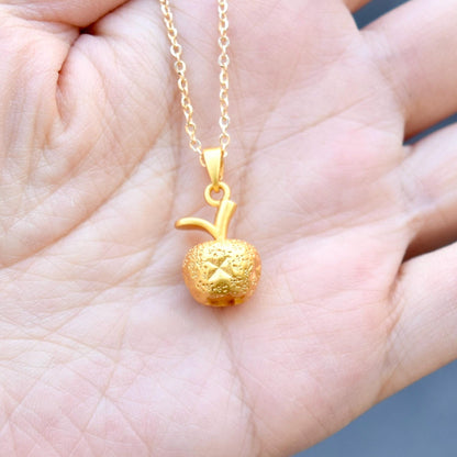 Chinese Fortune Bag Apple Charm Necklace - Stainless Steel Necklace