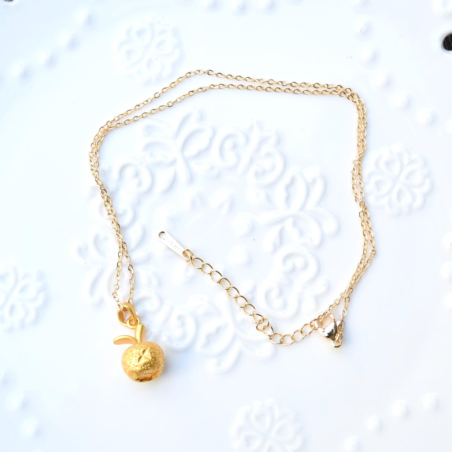 Chinese Fortune Bag Apple Charm Necklace - Stainless Steel Necklace