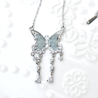 Silver Butterfly Pendant Necklace - Stainless Steel Necklace