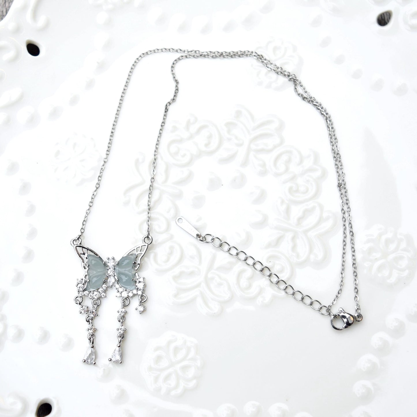 Silver Butterfly Pendant Necklace - Stainless Steel Necklace