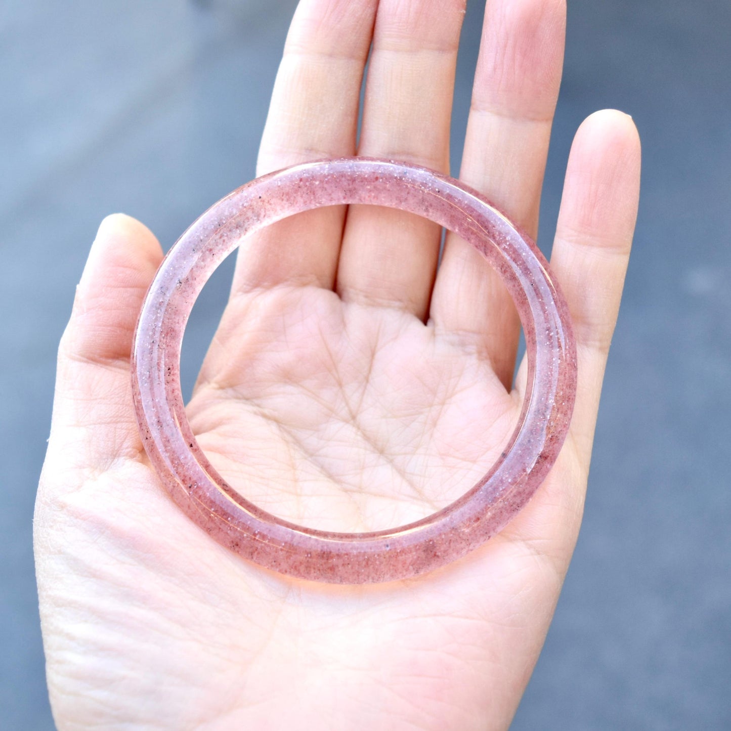 58 mm Strawberry Quartz Bangle Bracelet - Red