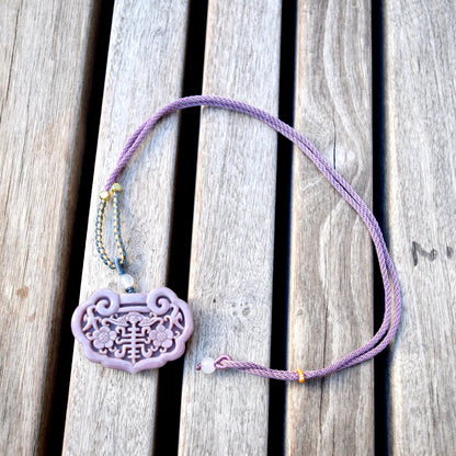 Purple Flora Lock Pendant Rope Necklace - Ocean Jasper
