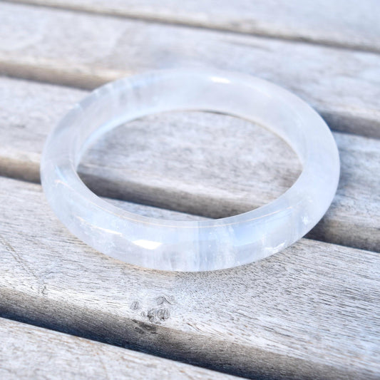 60.1 mm Clear Quartz Bangle - White