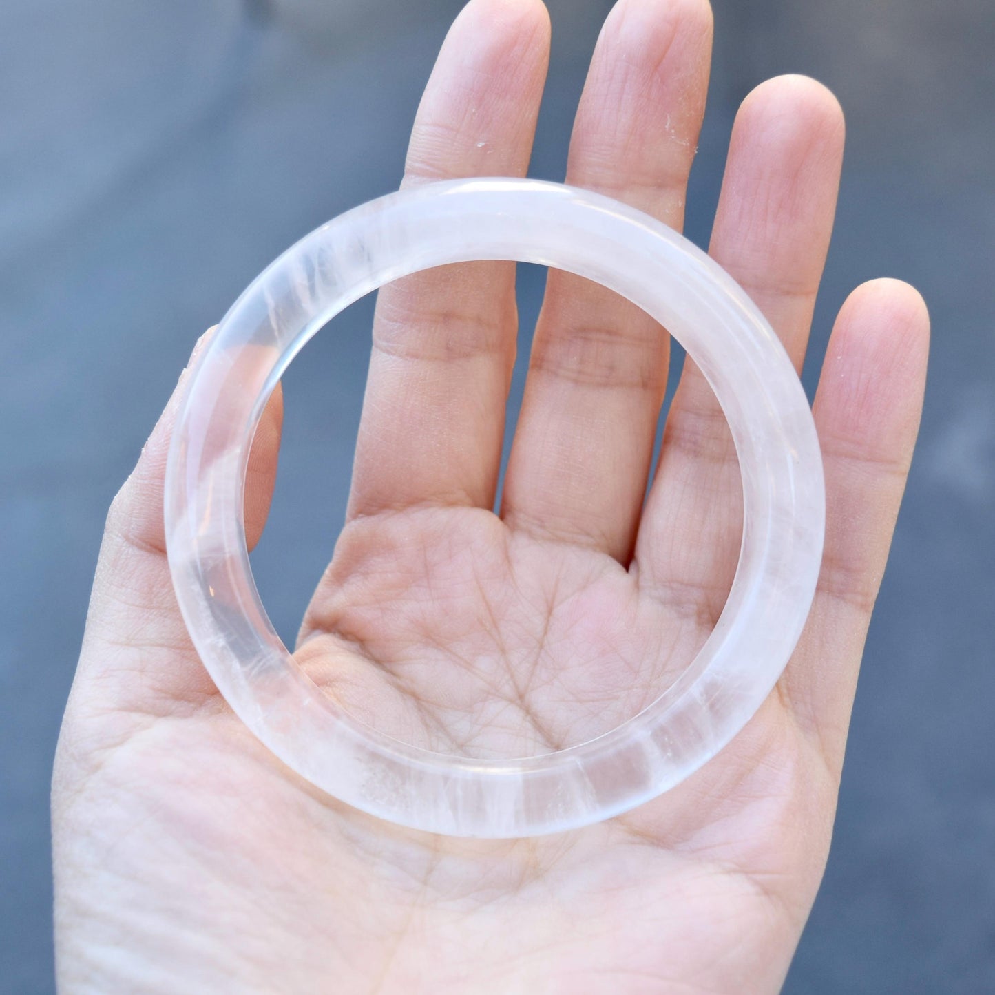 60.1 mm Clear Quartz Bangle - White