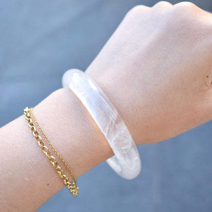 60.1 mm Clear Quartz Bangle - White