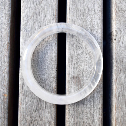 60.1 mm Clear Quartz Bangle - White