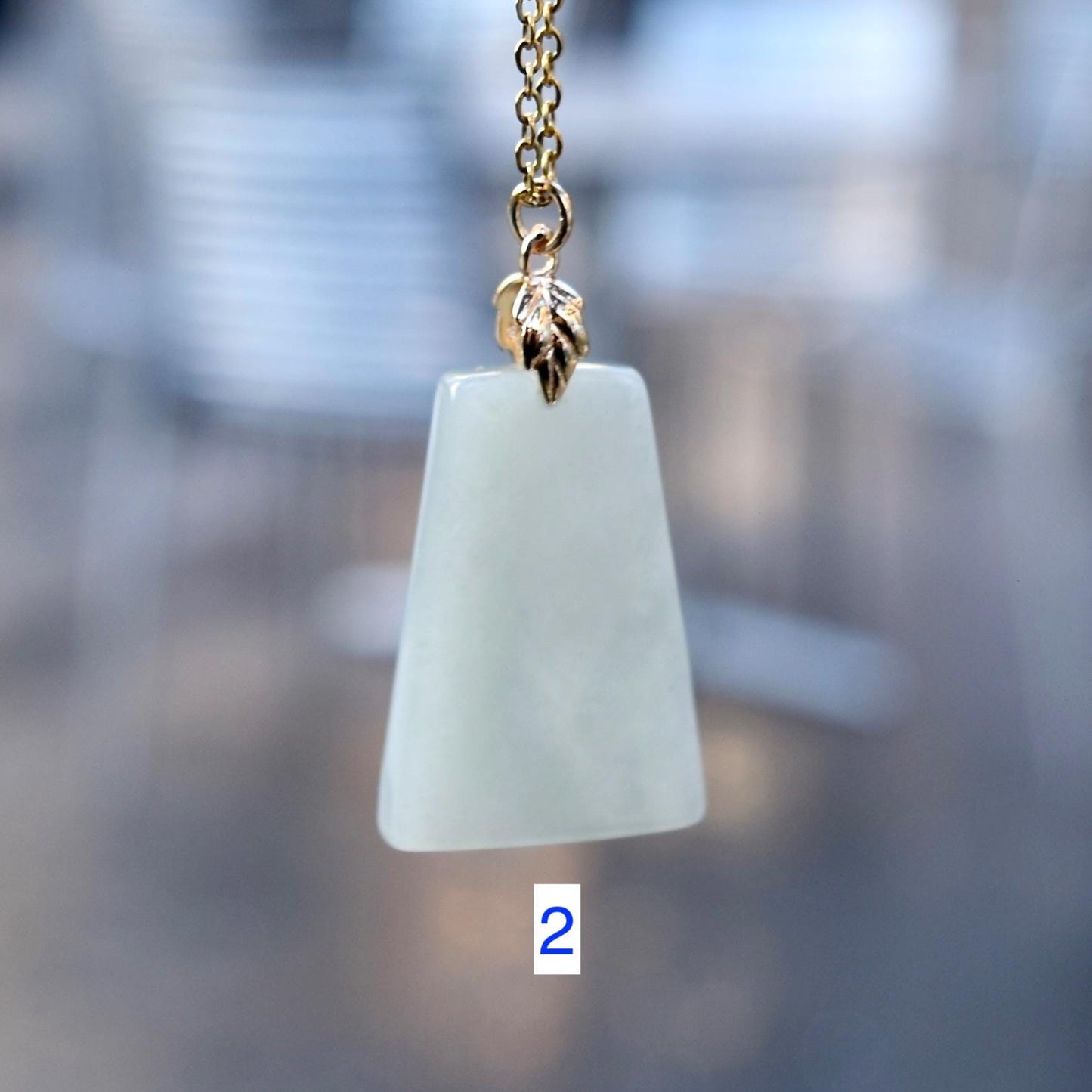 Jadeite Peace Rectangle Charm Necklace