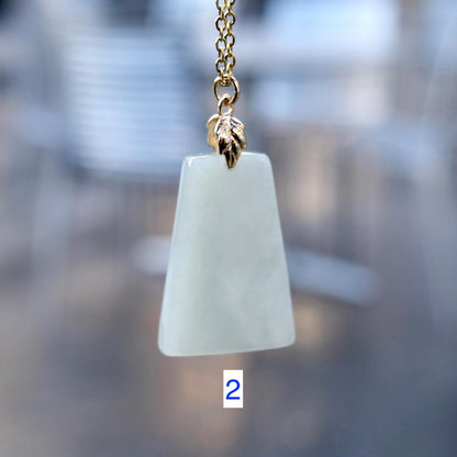 Jadeite Peace Rectangle Charm Necklace