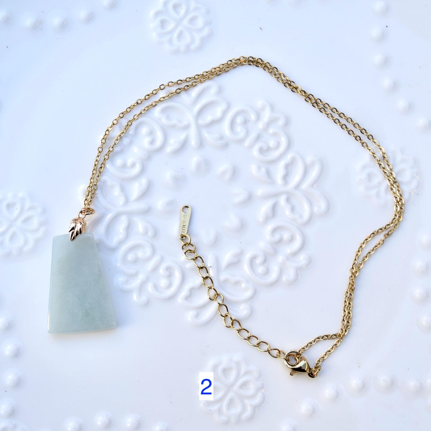 Jadeite Peace Rectangle Charm Necklace