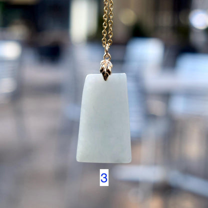 Jadeite Peace Rectangle Charm Necklace