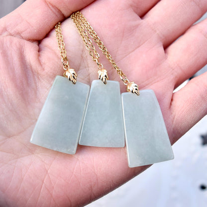 Jadeite Peace Rectangle Charm Necklace