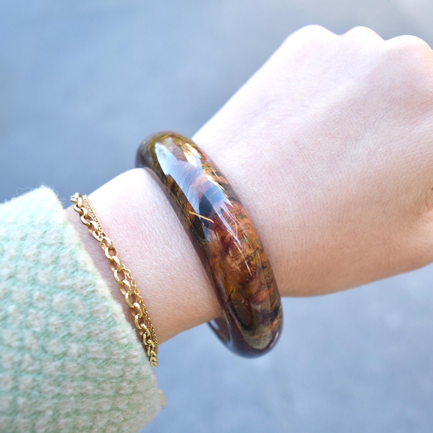 59.3 mm Pietersite Bangle - Yellow Stone