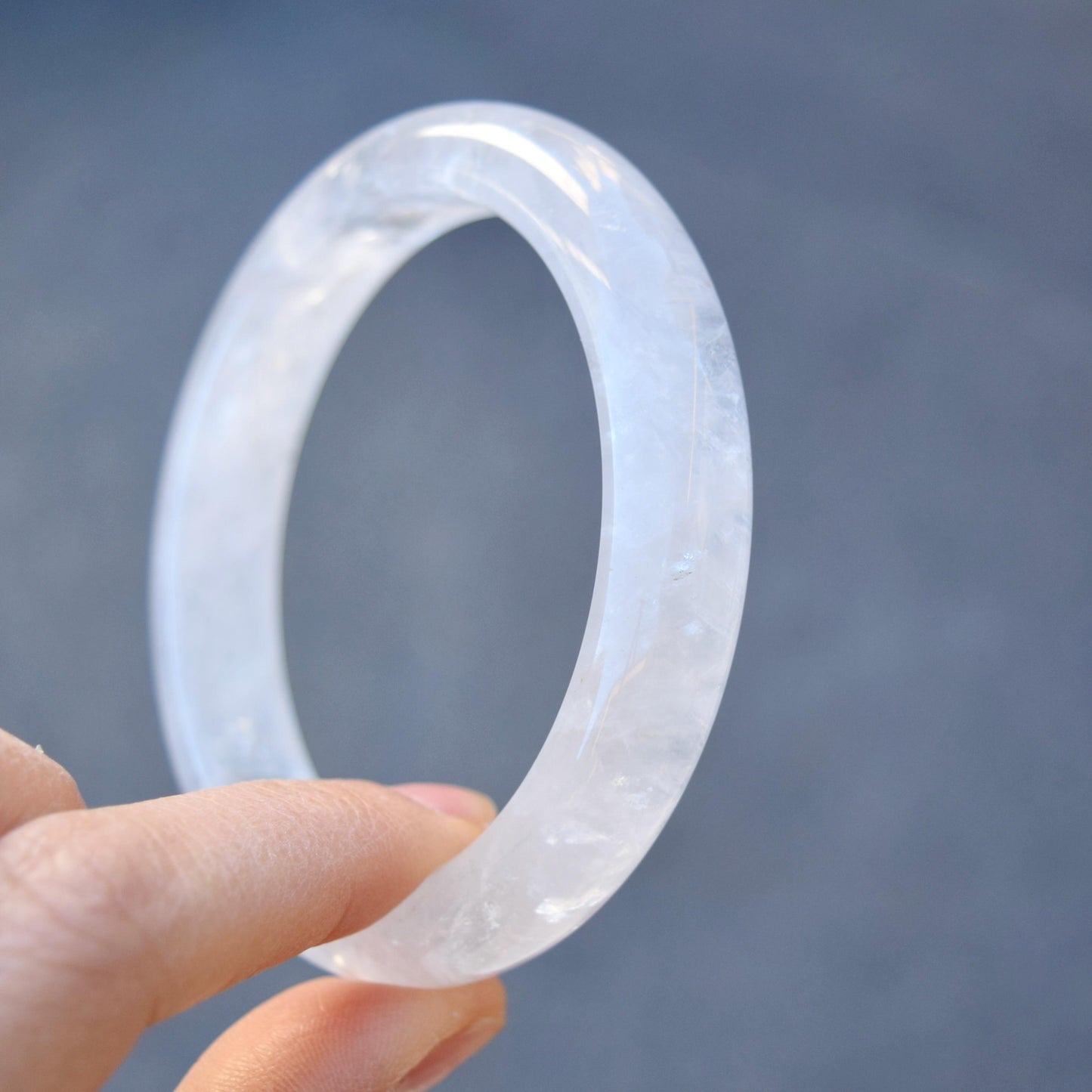 60.1 mm Clear Quartz Bangle - White
