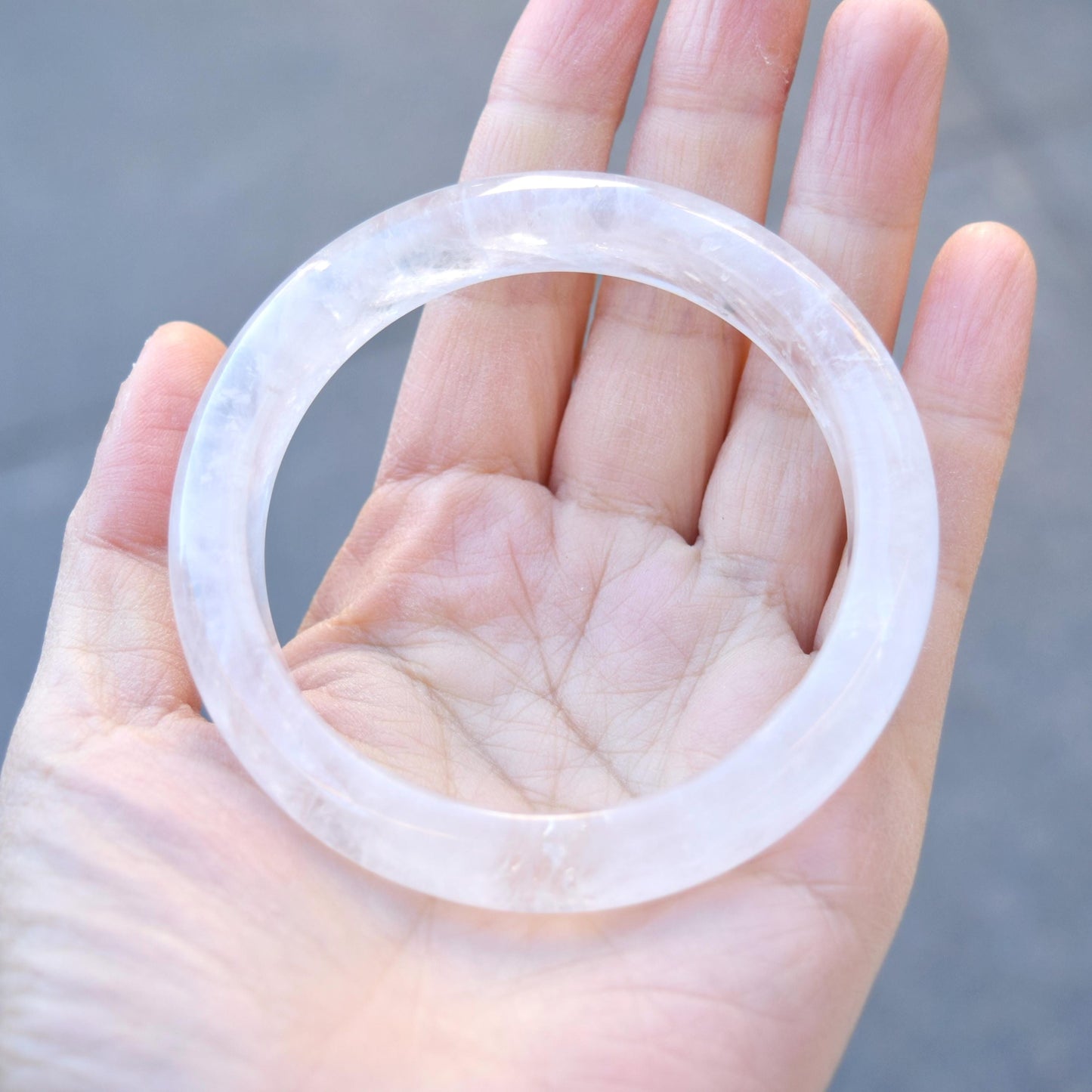 60.1 mm Clear Quartz Bangle - White